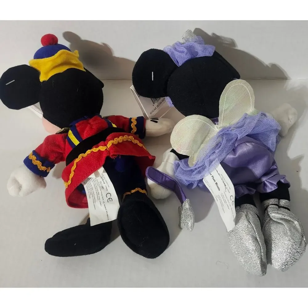 Disney Store Nutcracker Mickey Sugar Plum Minnie Bean Bag Plush Lot Tags